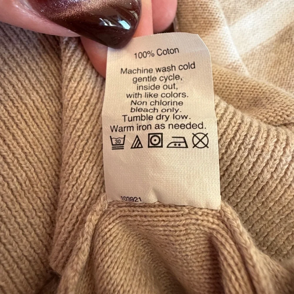 J. Crew Men's Hoodie Tan & Cream Striped Sweater, Size Medium